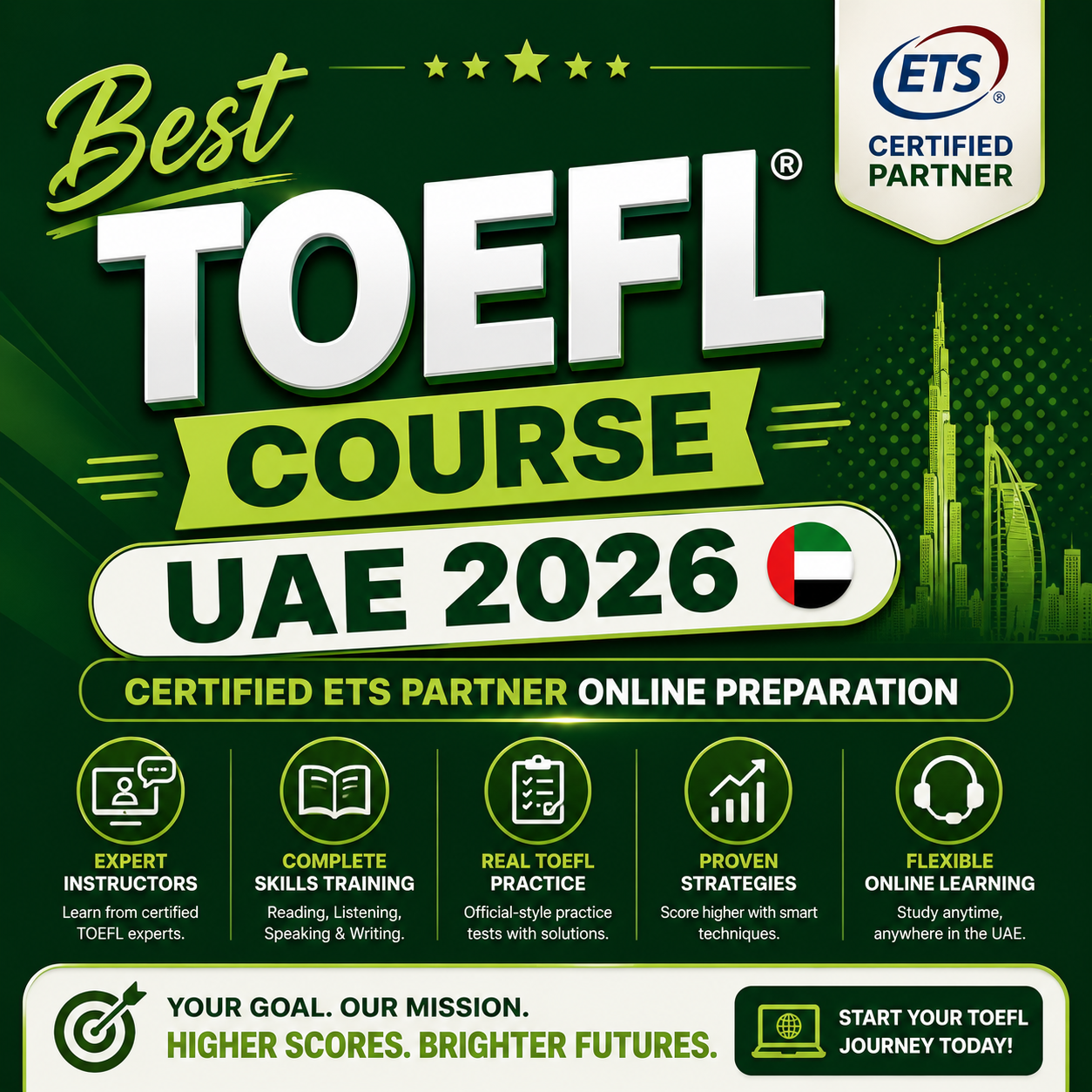 Best TOEFL Course UAE 2026 — Certified ETS Partner Online Preparation