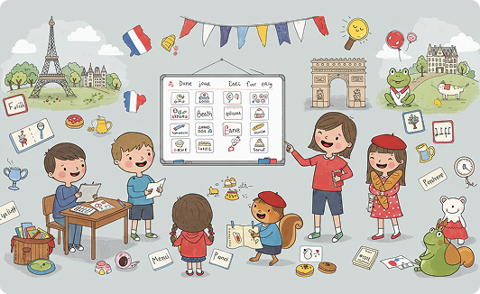 طفل يتعلم اللغة الفرنسية بطريقة ممتعة
